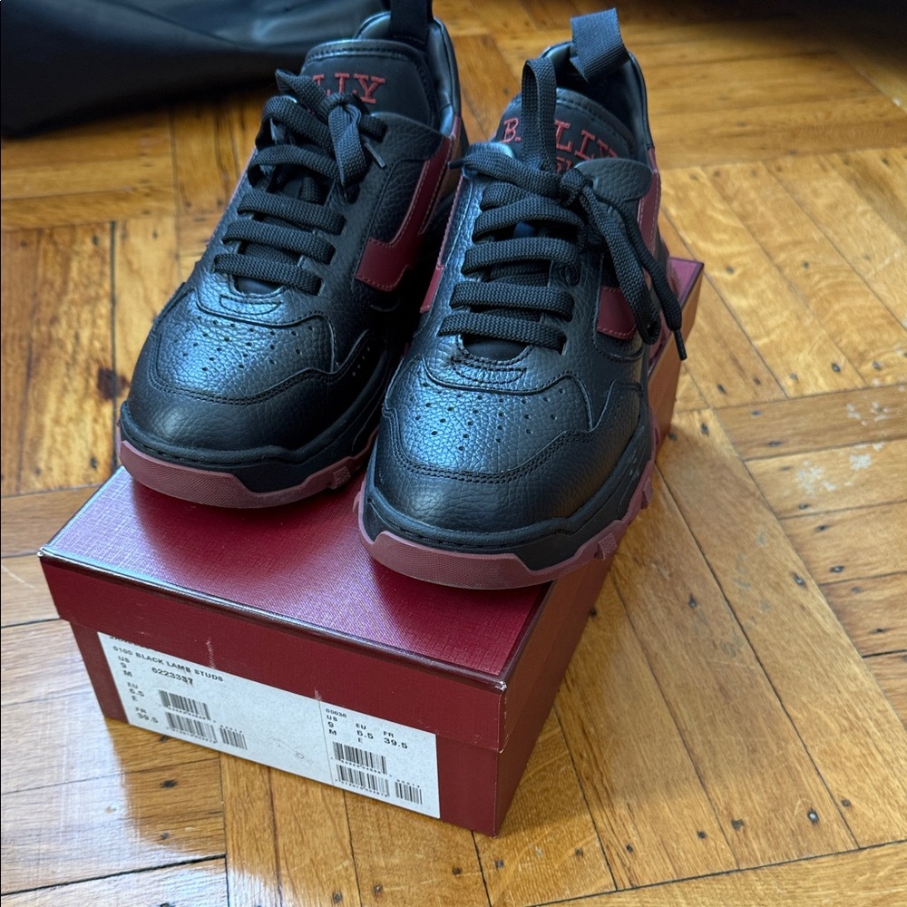 Bally Black and Burgundy Sneakers